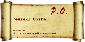Peszeki Opika névjegykártya